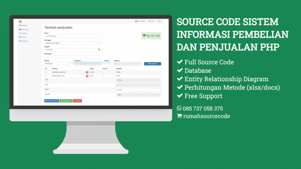 Source Code Sistem Informasi Pembelian dan Penjualan PHP