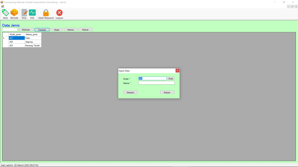 Source Code Double Exponential Smoothing Vb Jenis