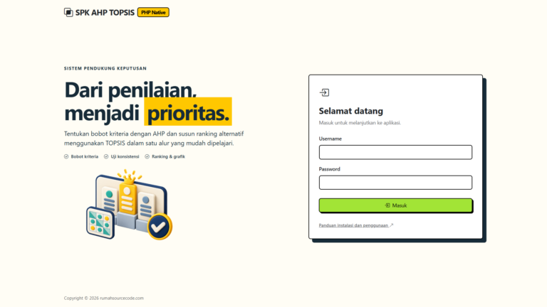 Source Code SPK Metode AHP TOPSIS PHP Login