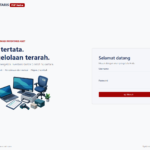 Halaman login sistem inventaris aset dengan ilustrasi dan form masuk
