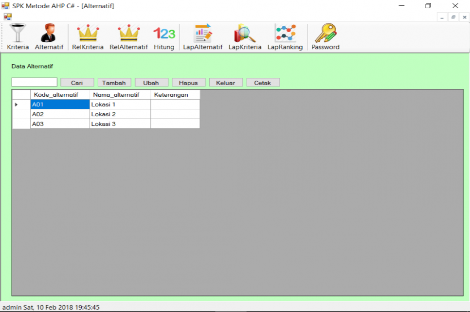 SPK Metode AHP C Sharp Alternatif