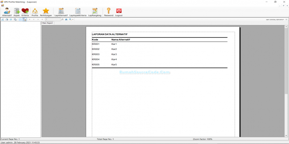 SPK Metode Profile Matching VB Laporan Karyawan