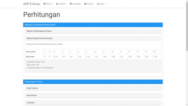 Source Code SPK Metode AHP Z-score PHP