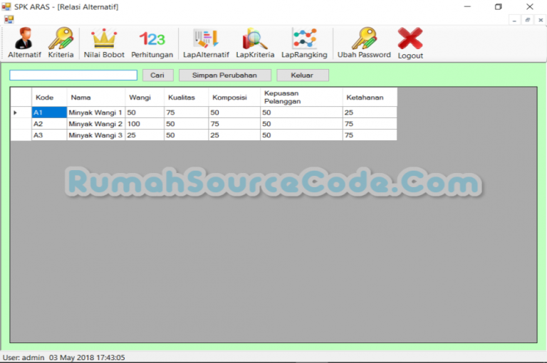 Source Code SPK Metode ARAS VB.Net