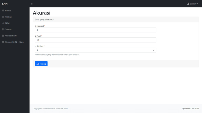 Source Code Data Mining Klasifikasi Metode KNN Gain PHP