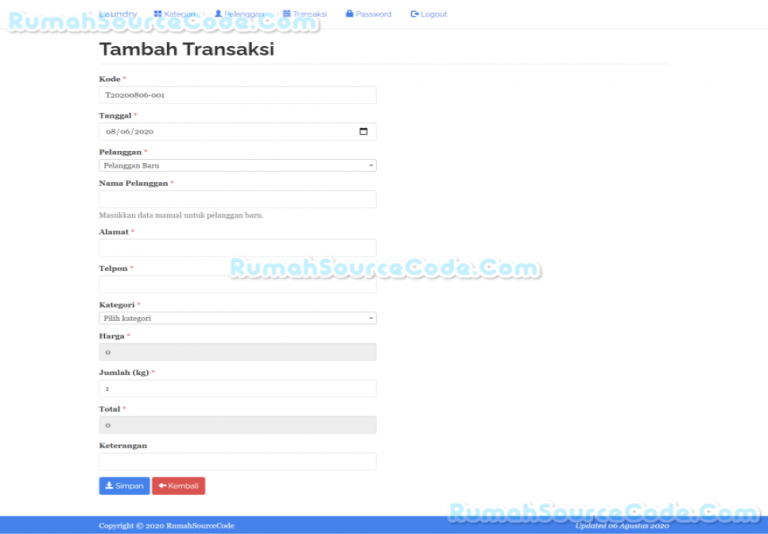 Source Code Sistem Informasi Laundry PHP