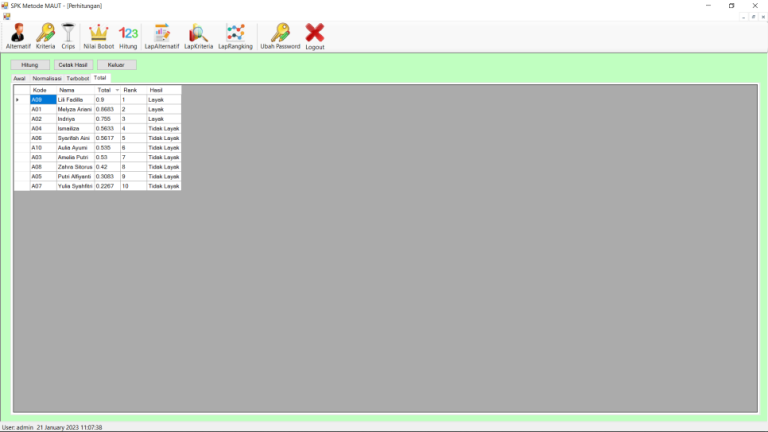 Source Code SPK Metode MAUT VB