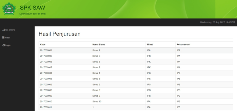 Source Code SPK Metode SAW Penjurusan PHP